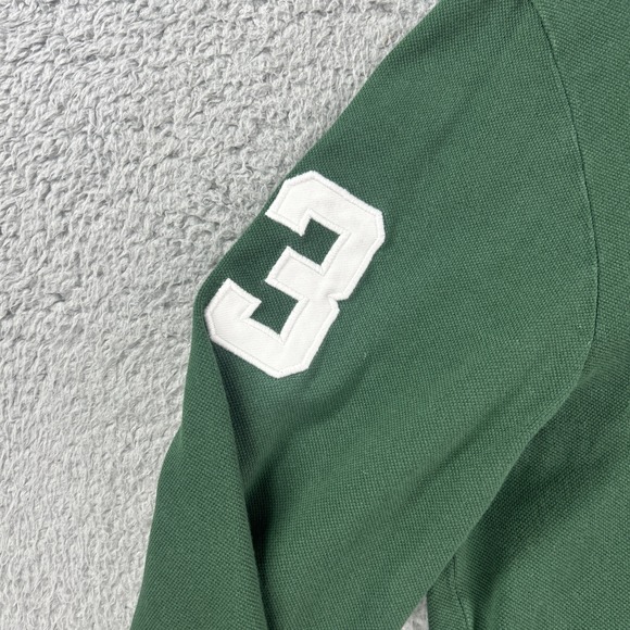 Ralph Lauren Polo Shirt Mens Large Green White Big Pony Long Sleeve Rugby Custom - Picture 4 of 7